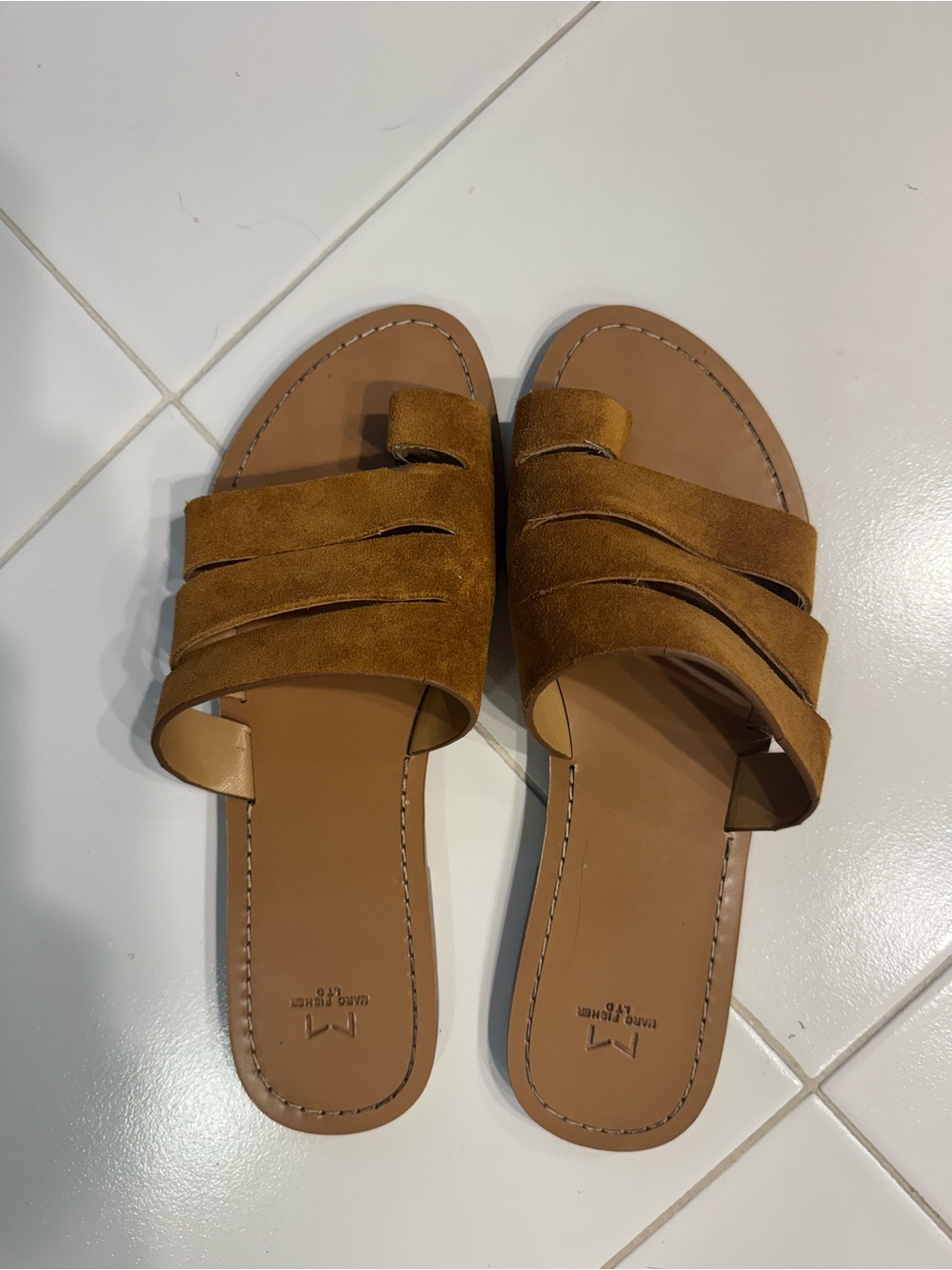 Marc Fisher Women's Brown Suede Slide Sandals